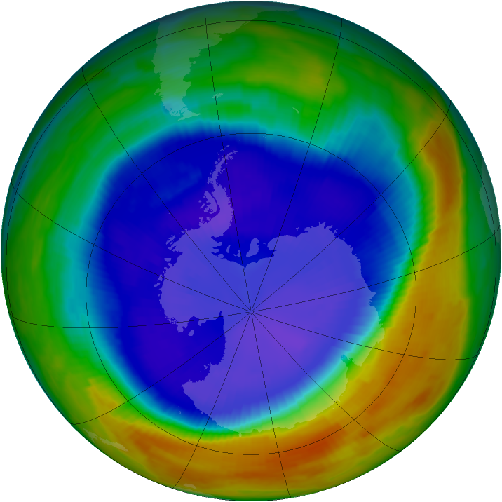 Antarctic ozone map for 10 September 1996